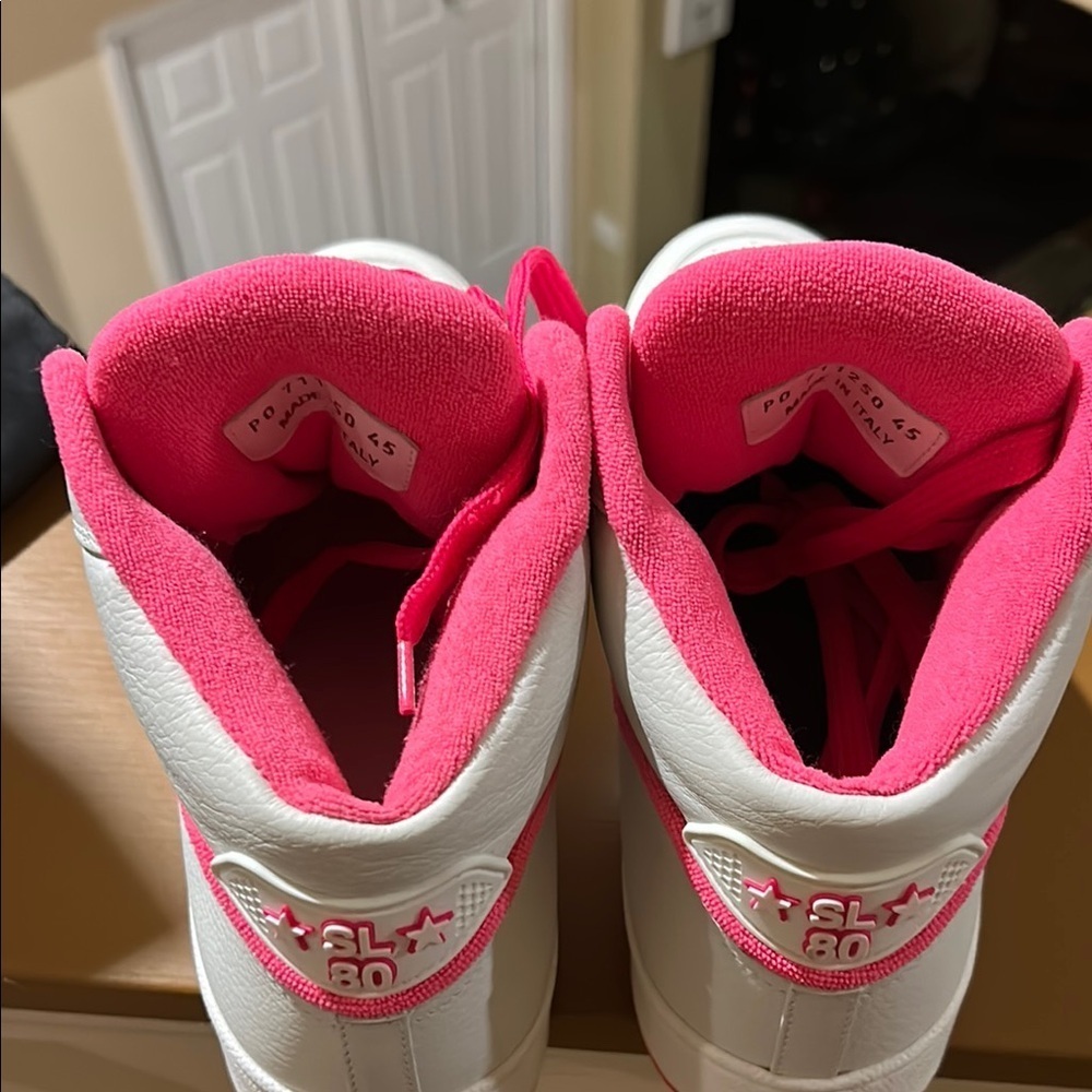 Saint Laurent SL 80 hightop Men’s White and Pink Sneakers - Picture 14 of 17